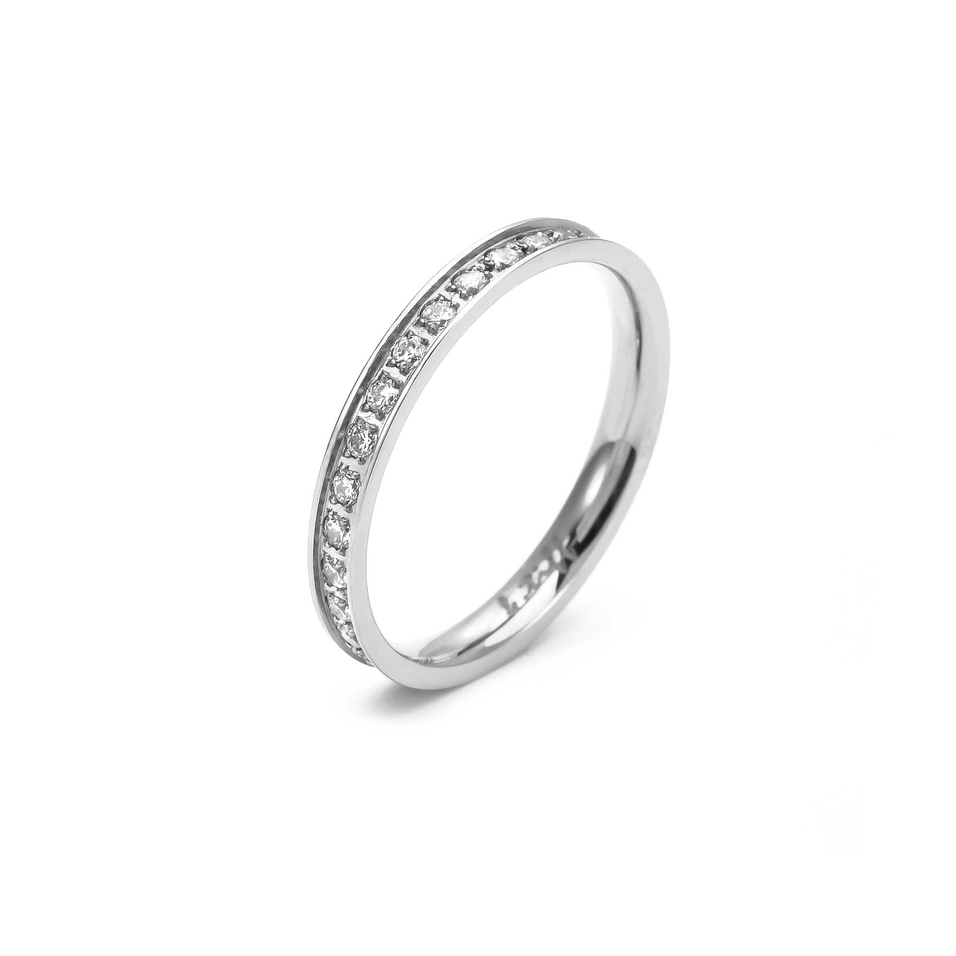 RG108W - 111W B.Tiff 2 ct Round Solitaire Interlocking Engagement Ring & Eternity Band Set - PBNJ FASHIONS