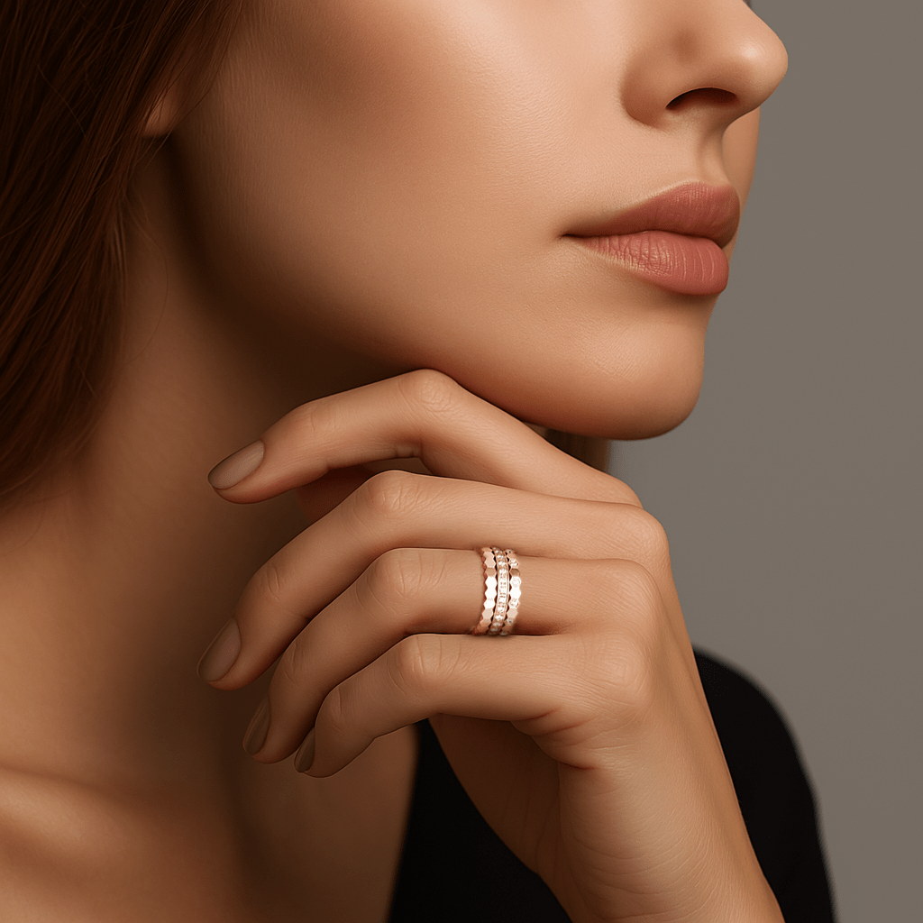 RG109RG - 110RG - 111RG B.Tiff Rose Gold Pavé Mon Rêve Eternity Ring Set - PBNJ FASHIONS