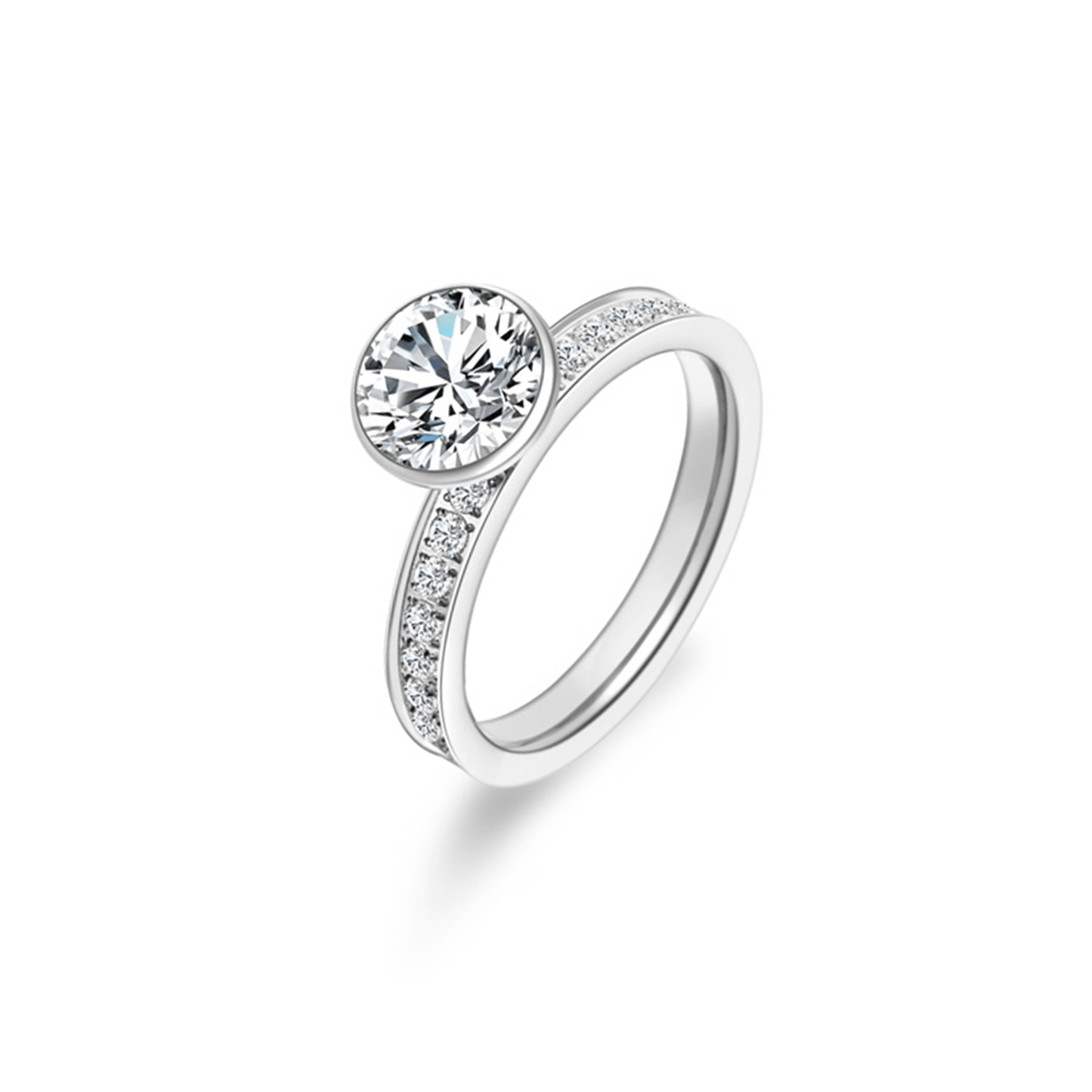 RG112W B.Tiff 2 ct Solitaire Pave Engagement Ring [Thin Band] - PBNJ FASHIONS