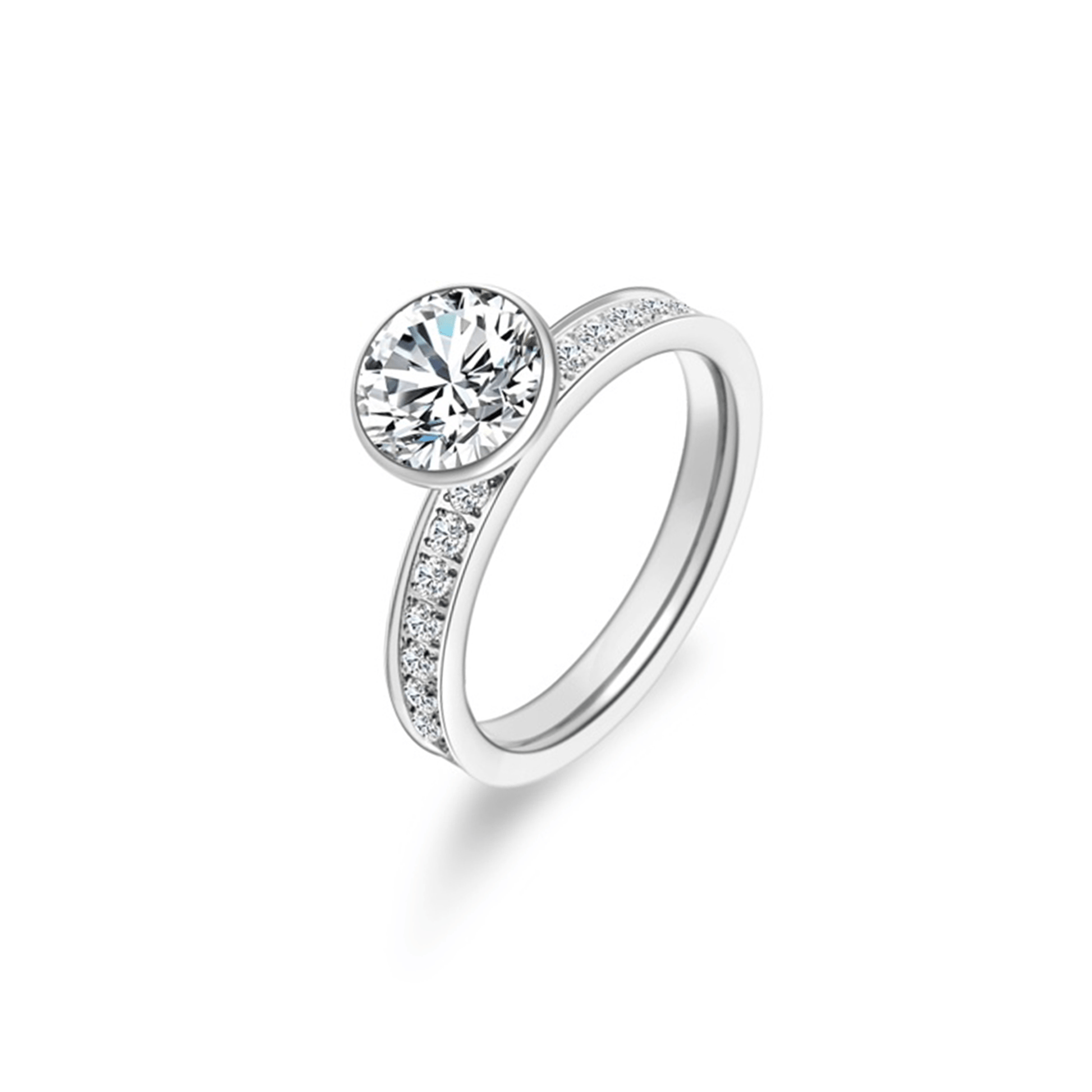 RG112W B.Tiff 2 ct Solitaire Pave Engagement Ring [Thin Band] - PBNJ FASHIONS