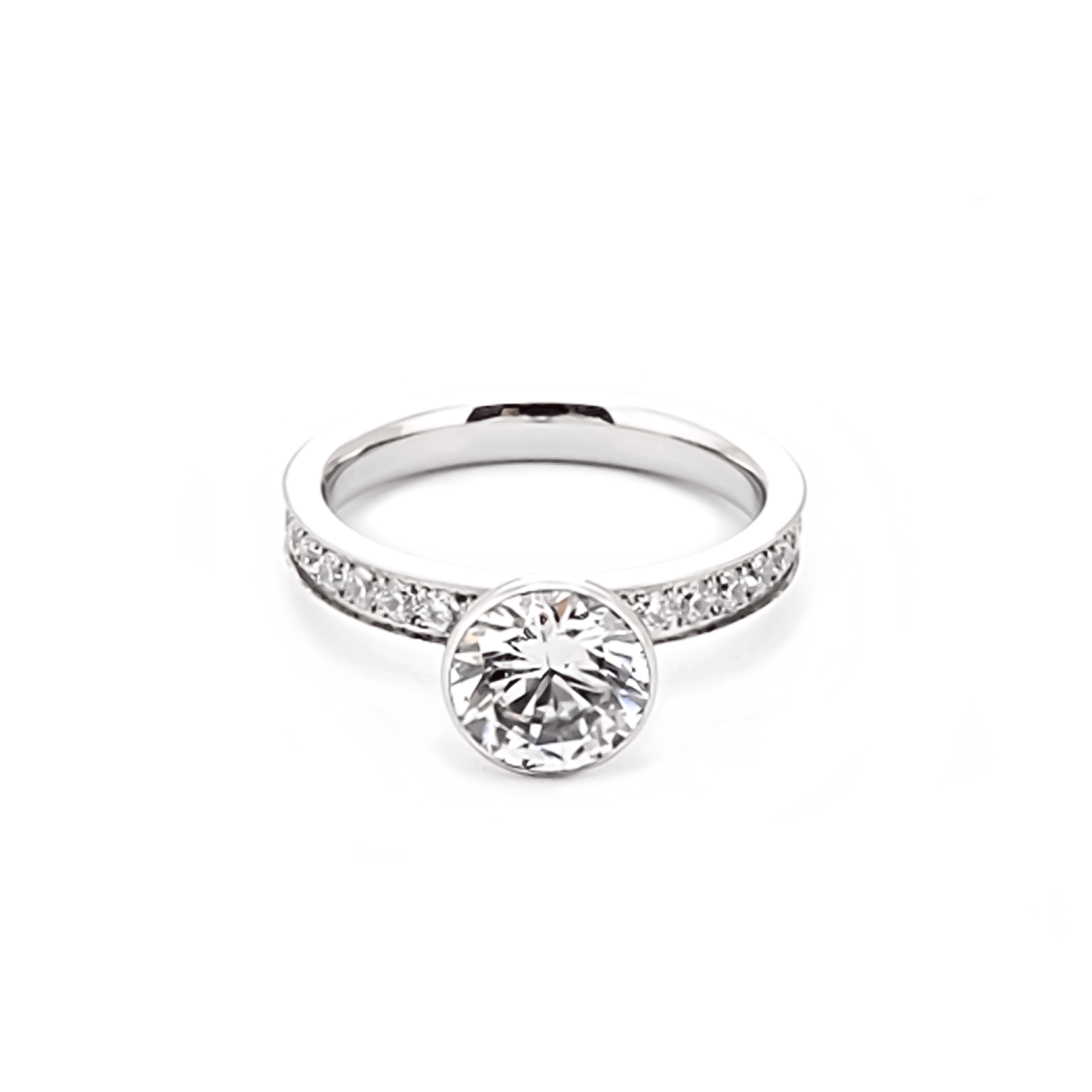 RG112W B.Tiff 2 ct Solitaire Pave Engagement Ring [Thin Band] - PBNJ FASHIONS