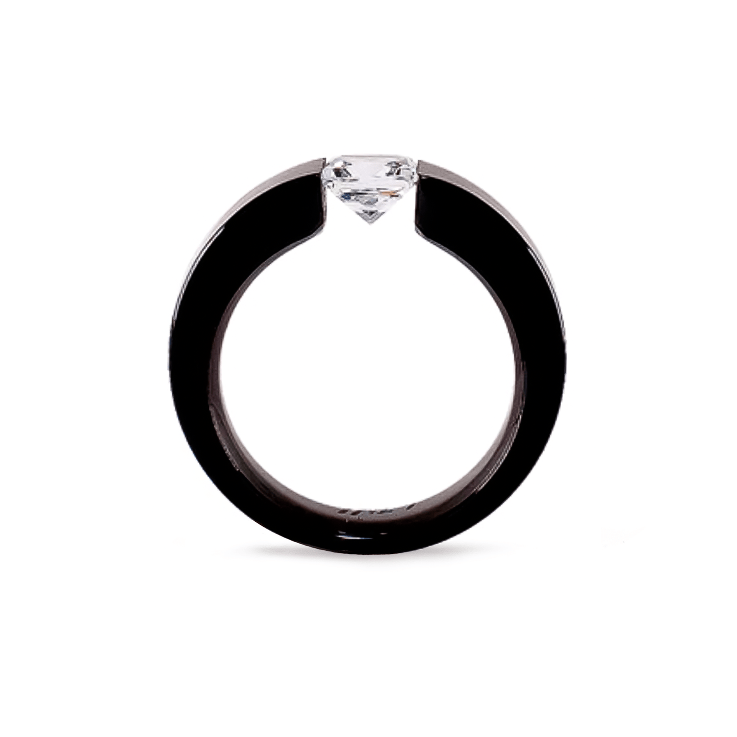 RG114B B.Tiff 1 ct Princess Cut Black Solitaire Ring [Wide Band] - PBNJ FASHIONS