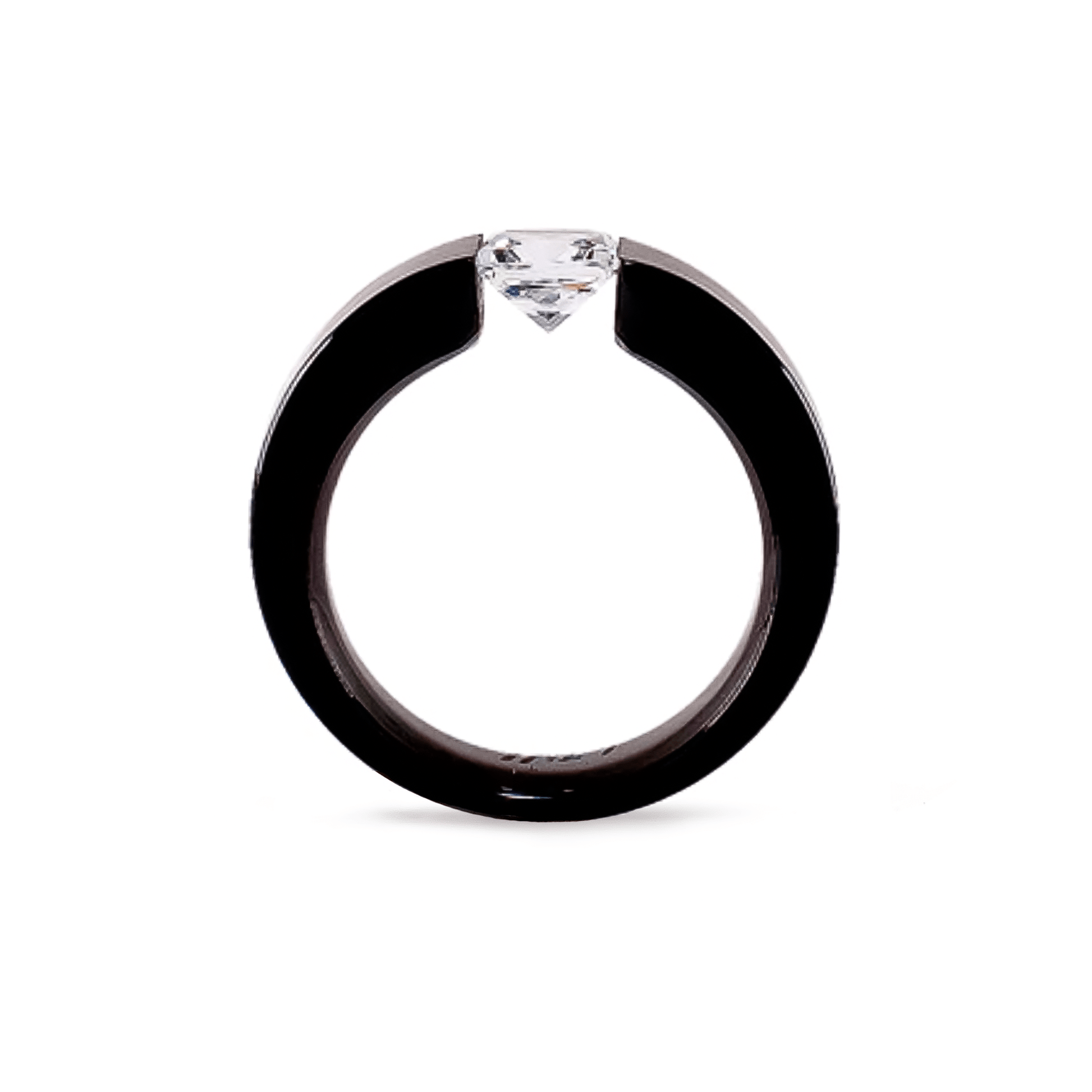 RG114B B.Tiff 1 ct Princess Cut Black Solitaire Ring [Wide Band] - PBNJ FASHIONS