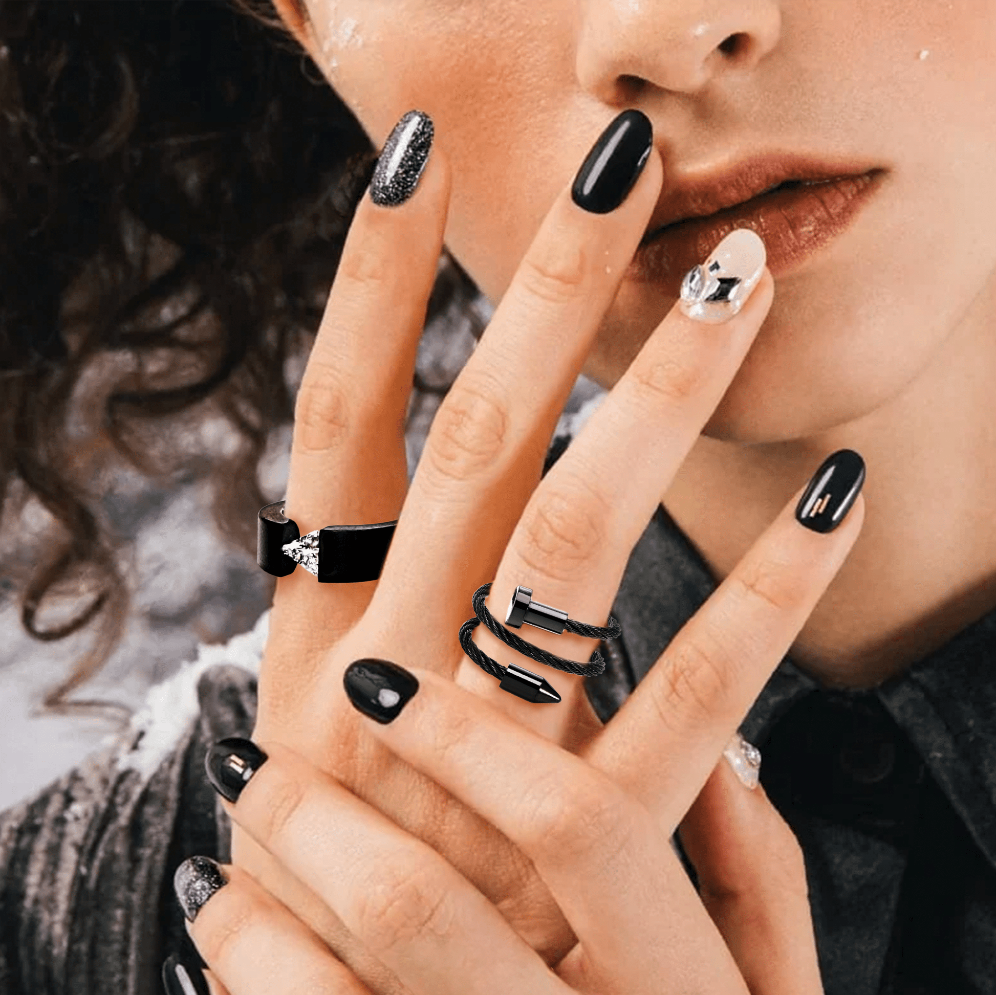 RG116B B.Tiff Black Pointe Cable Adjustable Ring - PBNJ FASHIONS