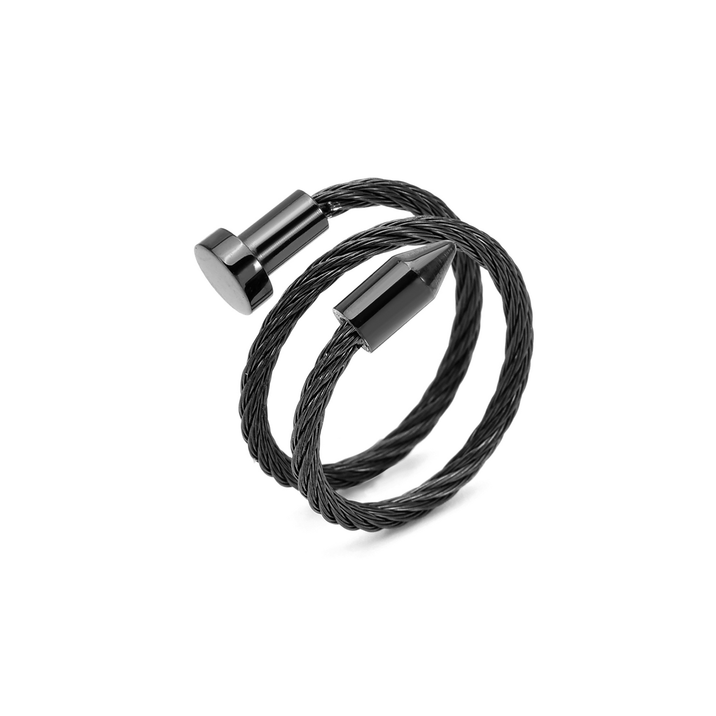 RG116B B.Tiff Black Pointe Cable Adjustable Ring - PBNJ FASHIONS