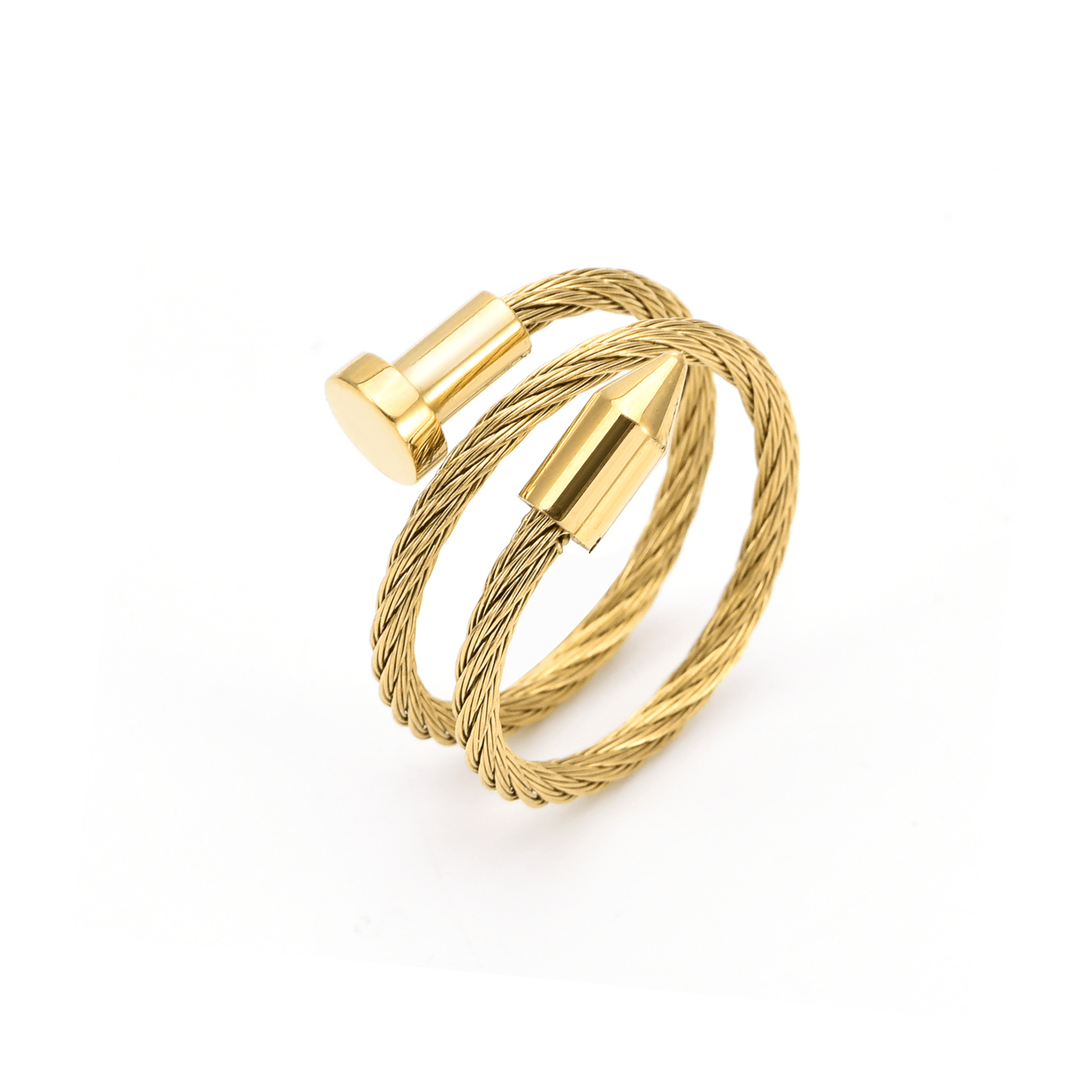 RG116G B.Tiff Gold Pointe Cable Adjustable Ring - PBNJ FASHIONS