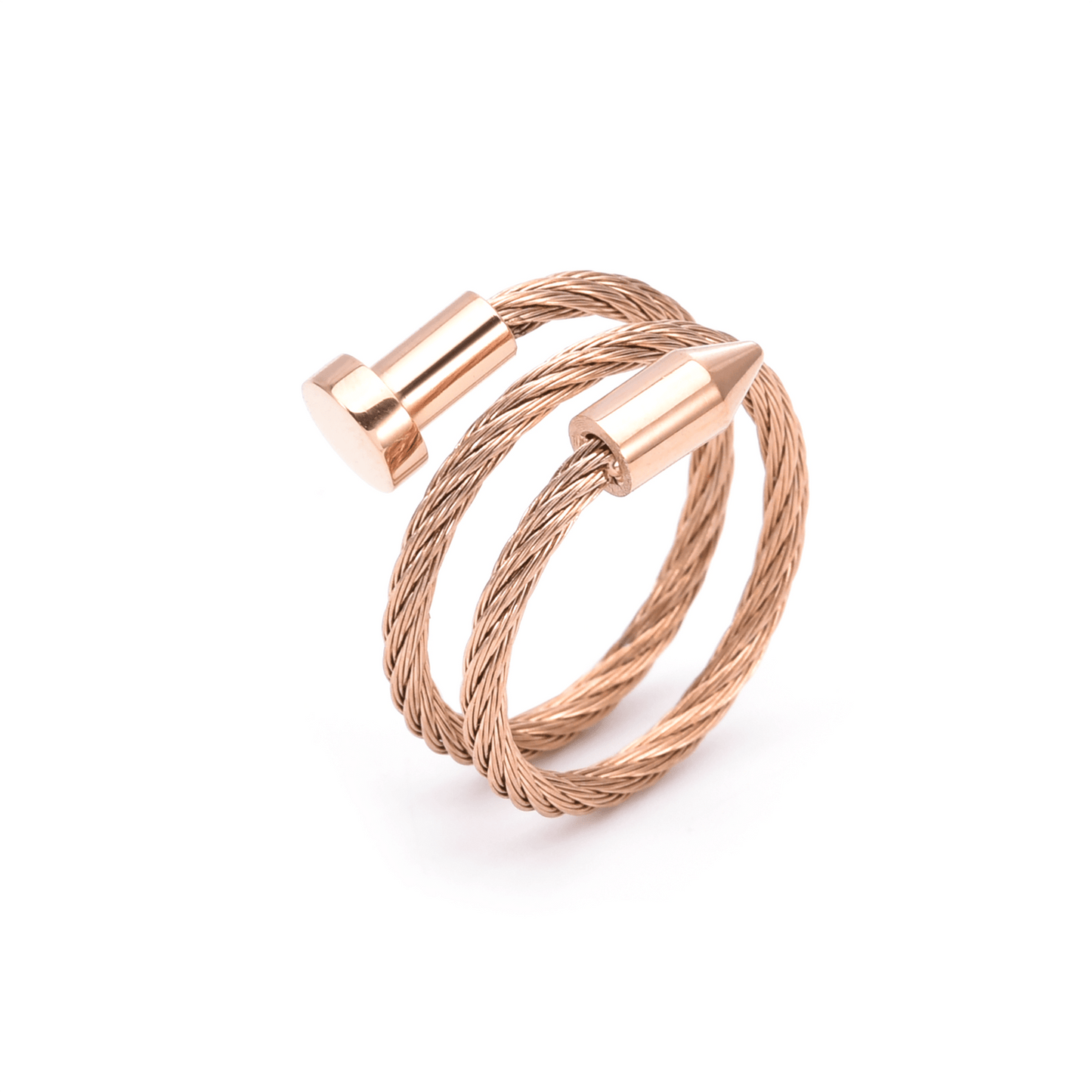 RG116RG B.Tiff Rose Gold Pointe Cable Adjustable Ring - PBNJ FASHIONS