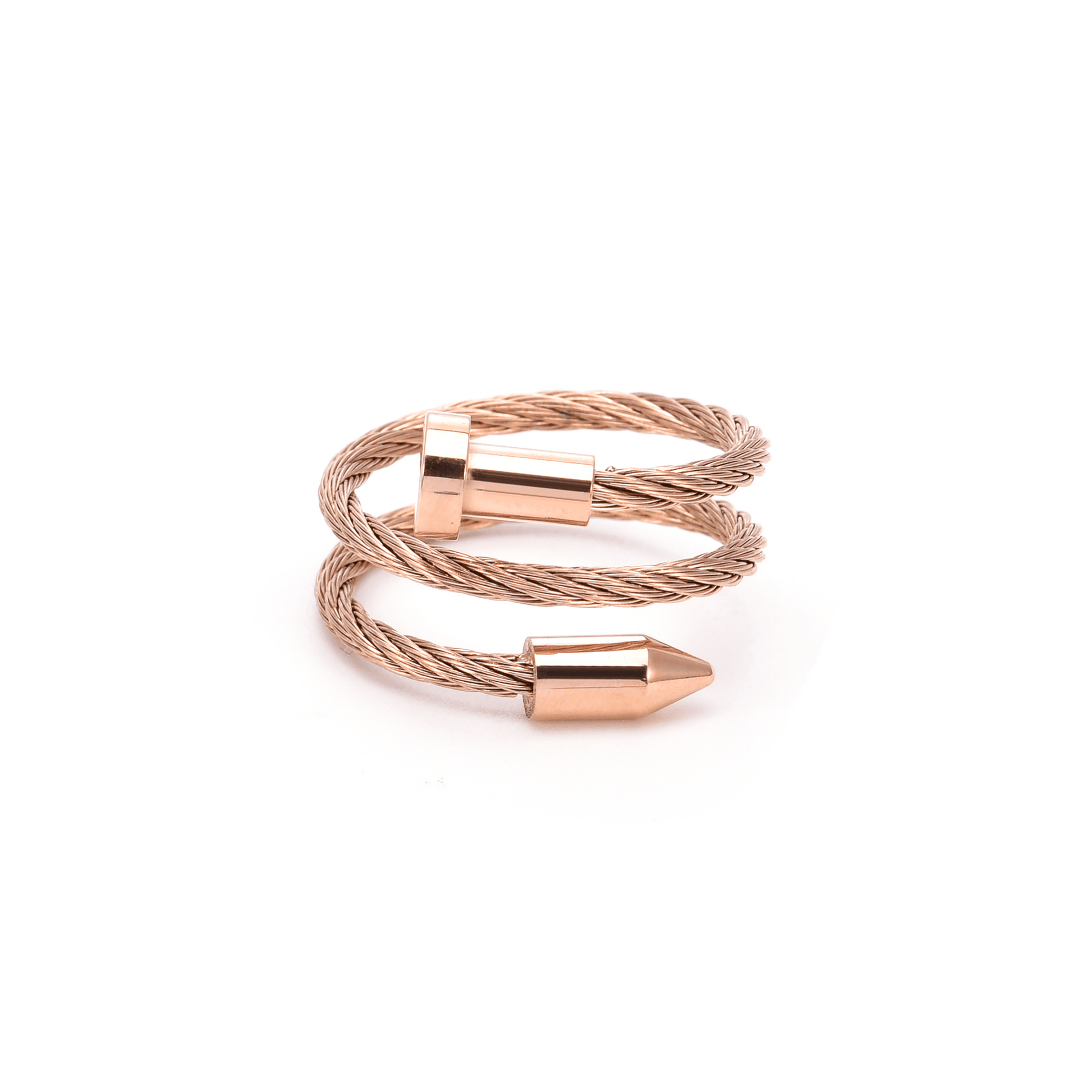 RG116RG B.Tiff Rose Gold Pointe Cable Adjustable Ring - PBNJ FASHIONS