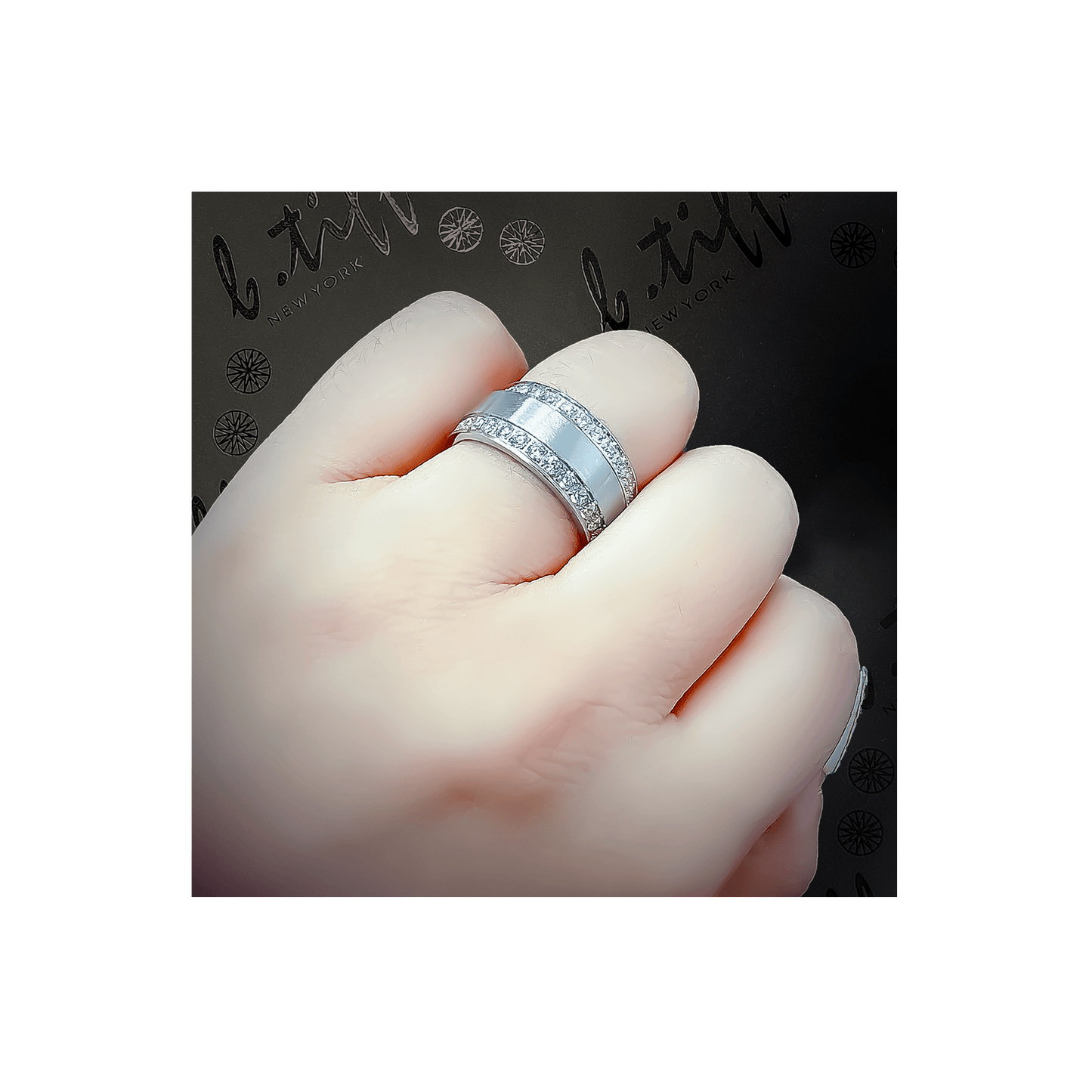 RG118W B.Tiff Offset Row Wide Eternity Ring - PBNJ FASHIONS