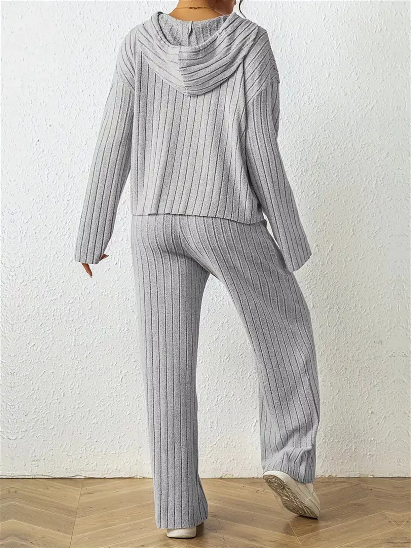 Ribbed Drawstring Hoodie and Pants Set - PBNJ FASHIONS