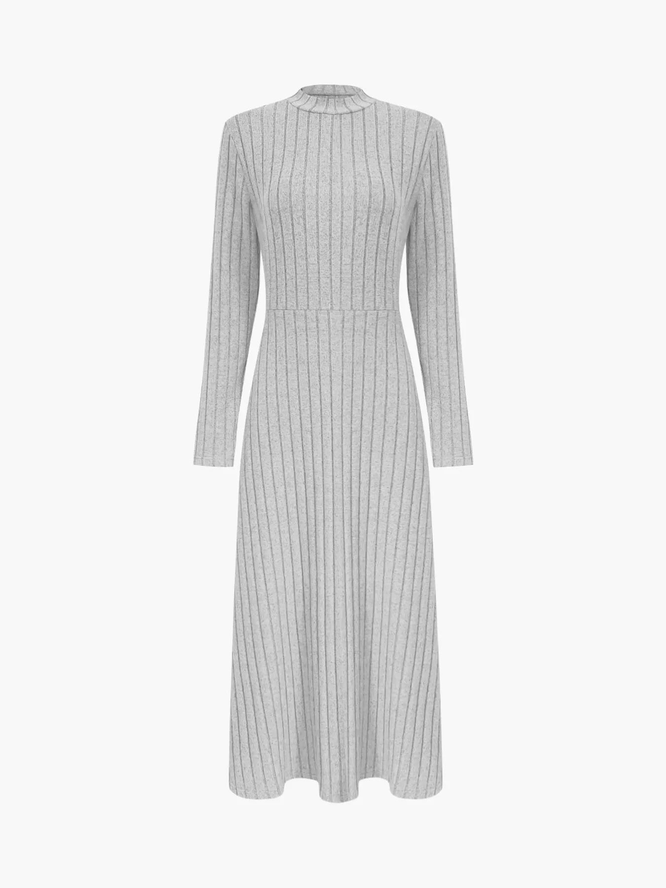 Ribbed Knit Long Sleeve Midi Dress - PBNJ FASHIONS