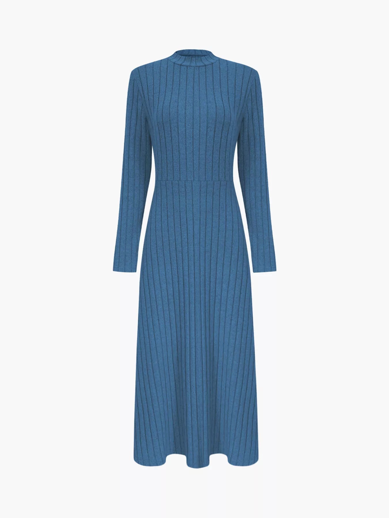 Ribbed Knit Long Sleeve Midi Dress - PBNJ FASHIONS
