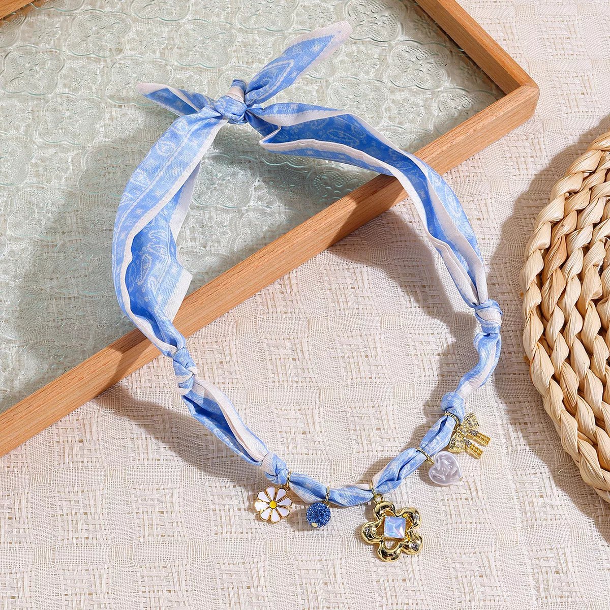 Ribbon Flower Charm Necklace - PBNJ FASHIONS