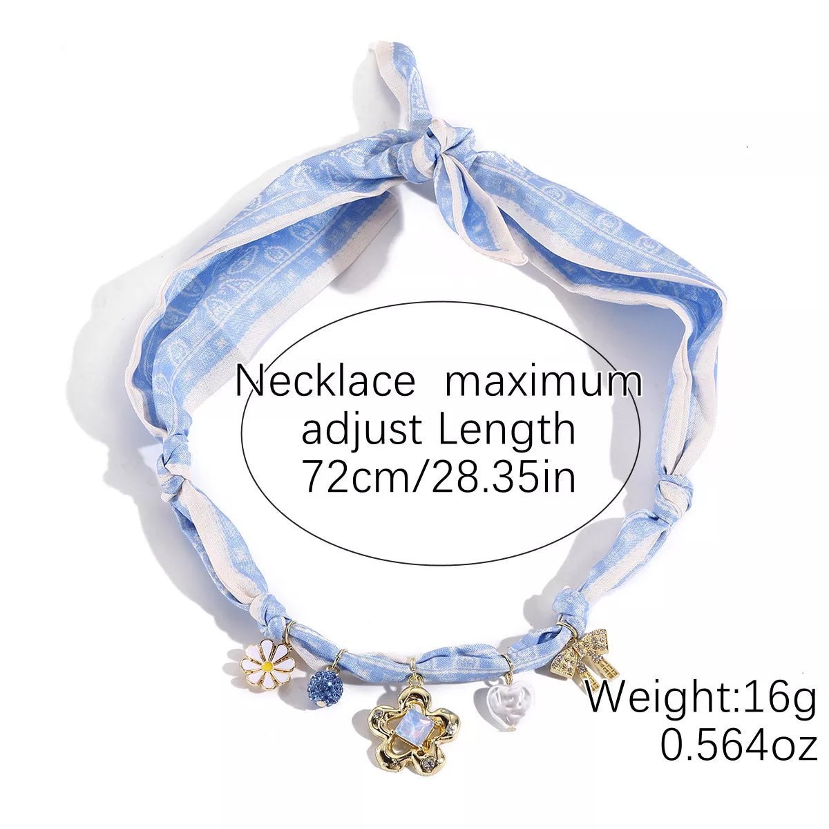 Ribbon Flower Charm Necklace - PBNJ FASHIONS