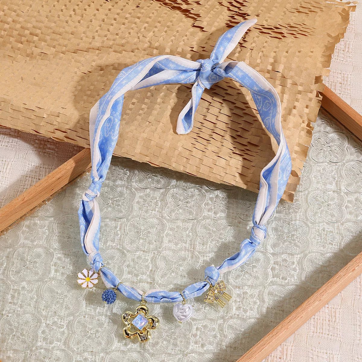 Ribbon Flower Charm Necklace - PBNJ FASHIONS