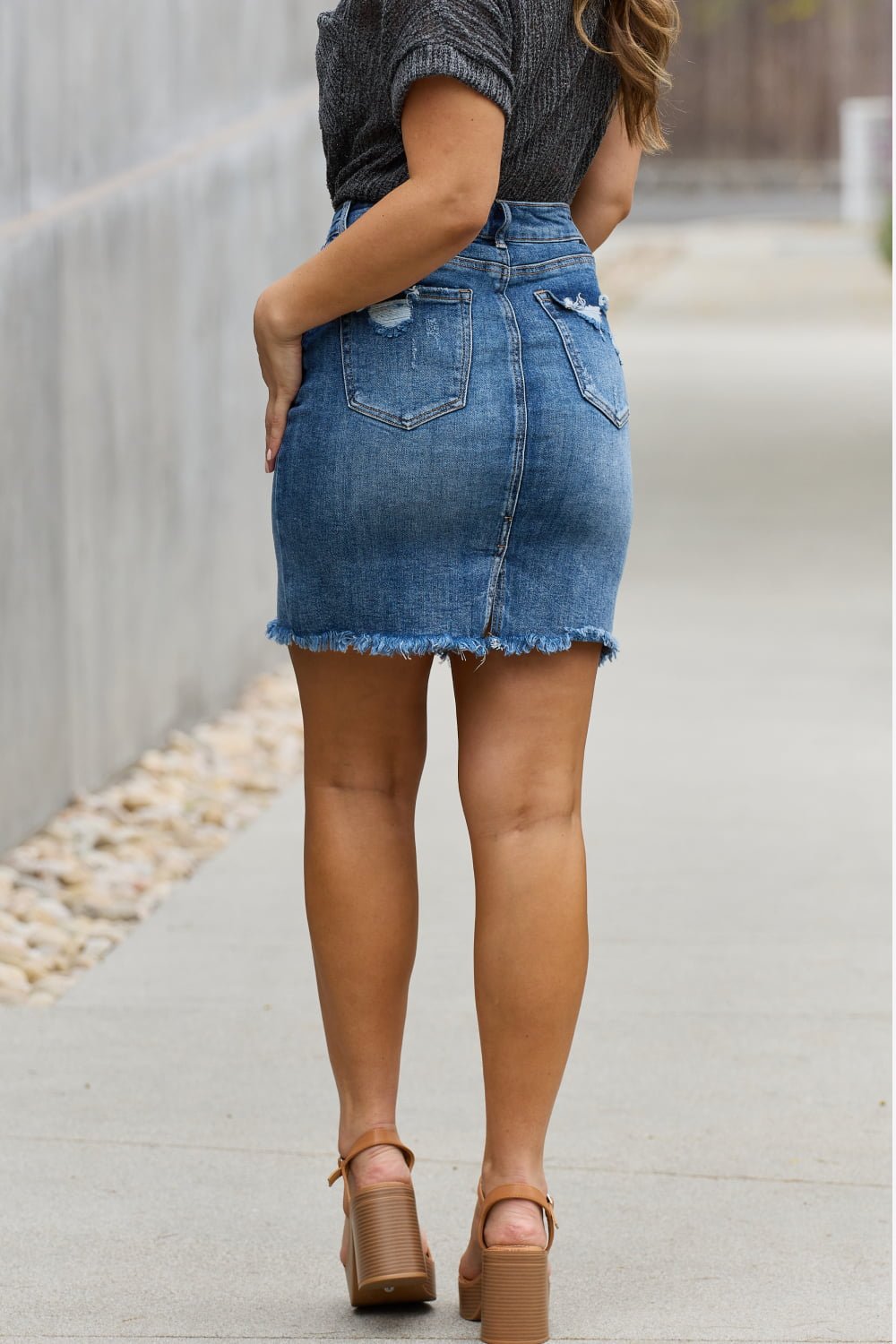 RISEN Amelia Full Size Denim Mini Skirt - PBNJ FASHIONS