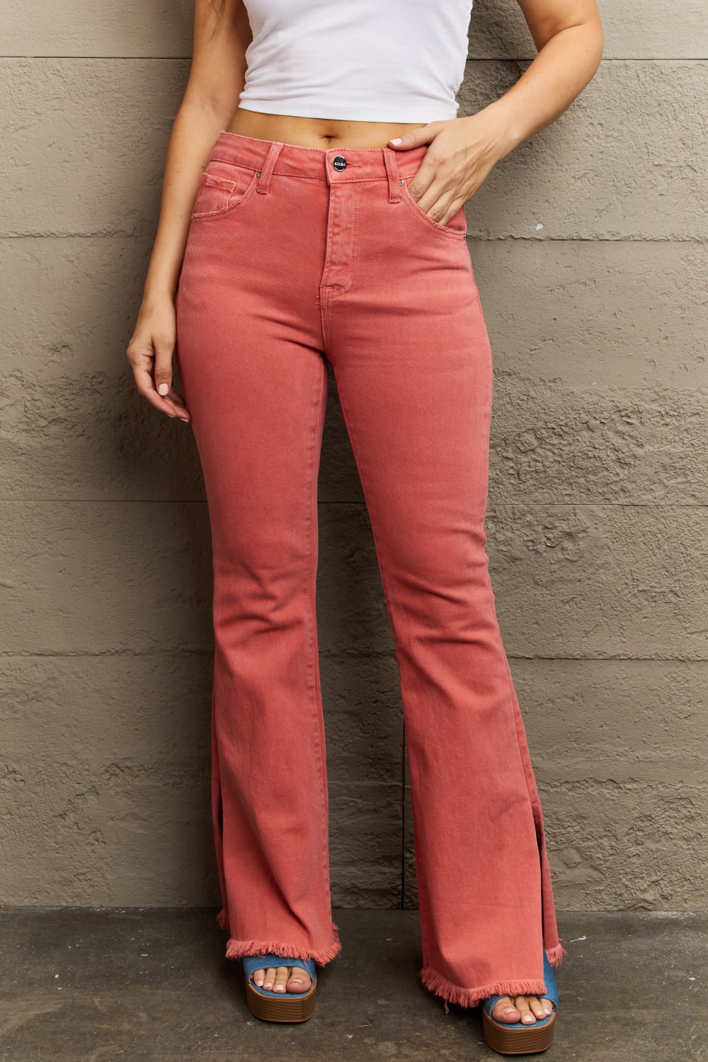 RISEN Bailey Full Size High Waist Side Slit Flare Jeans - PBNJ FASHIONS