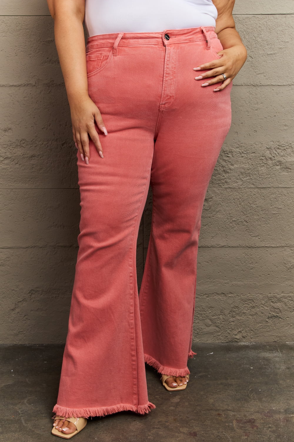 RISEN Bailey Full Size High Waist Side Slit Flare Jeans - PBNJ FASHIONS
