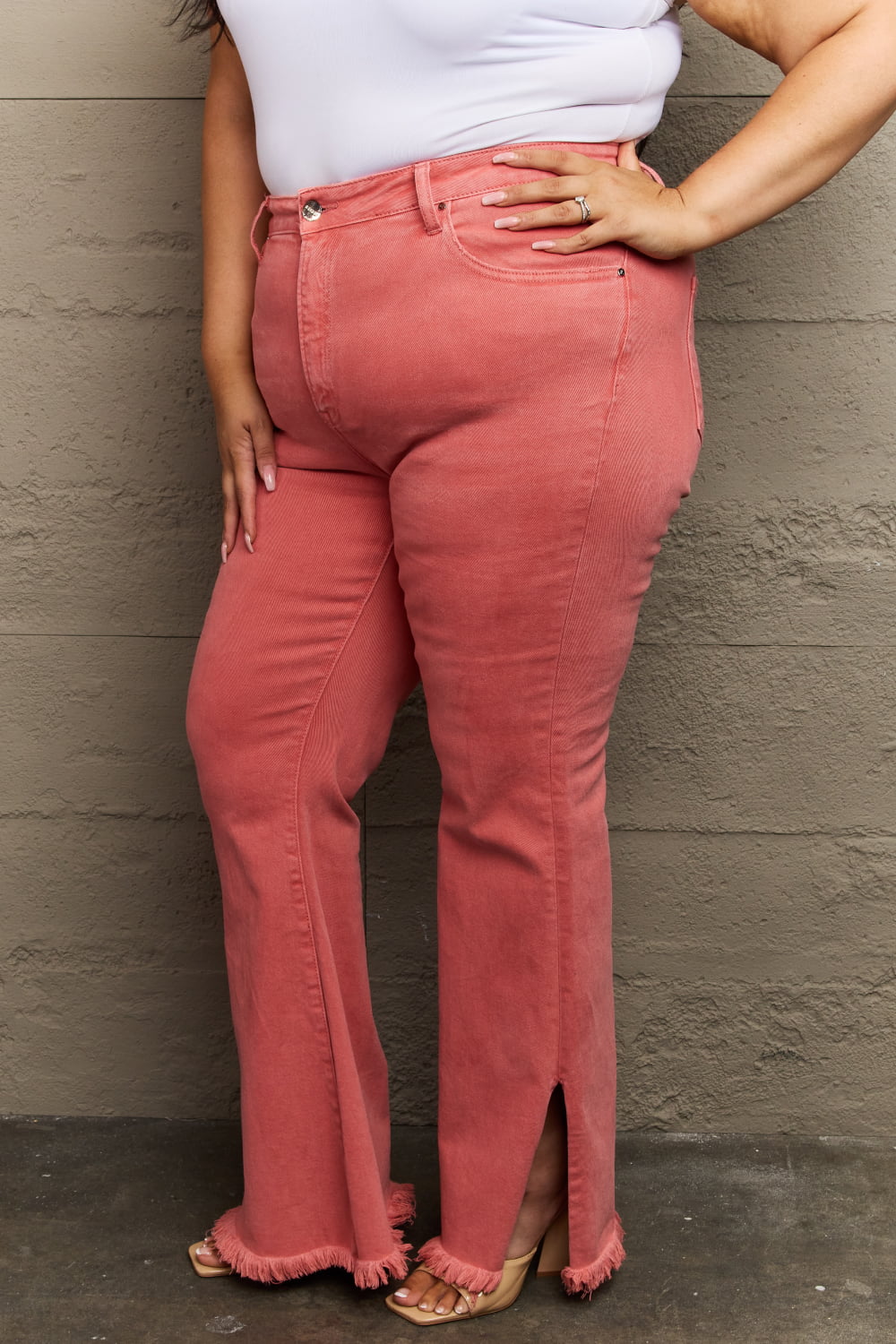 RISEN Bailey Full Size High Waist Side Slit Flare Jeans - PBNJ FASHIONS