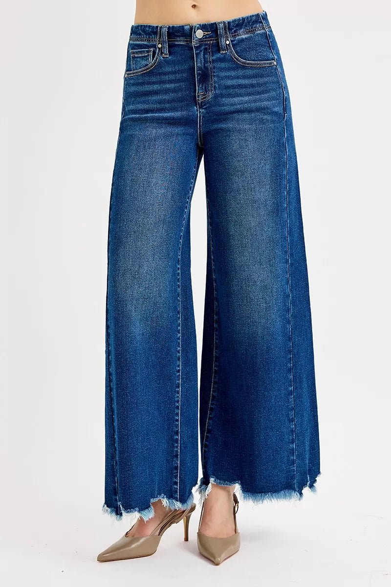 RISEN Full Size High Rise Ankle Wide Jeans Plus Size - PBNJ FASHIONS