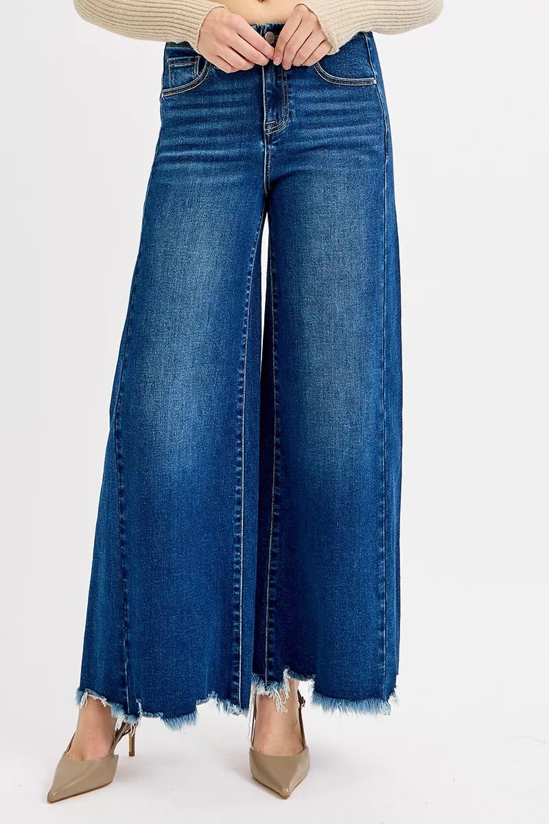 RISEN Full Size High Rise Ankle Wide Jeans Plus Size - PBNJ FASHIONS