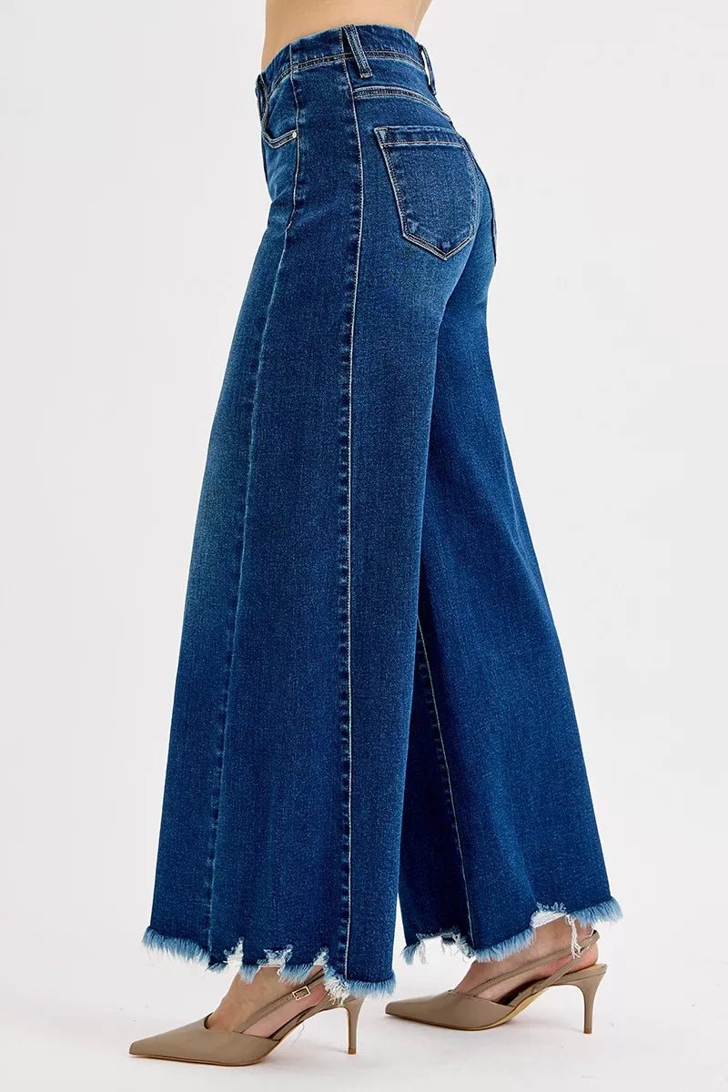 RISEN Full Size High Rise Ankle Wide Jeans Plus Size - PBNJ FASHIONS