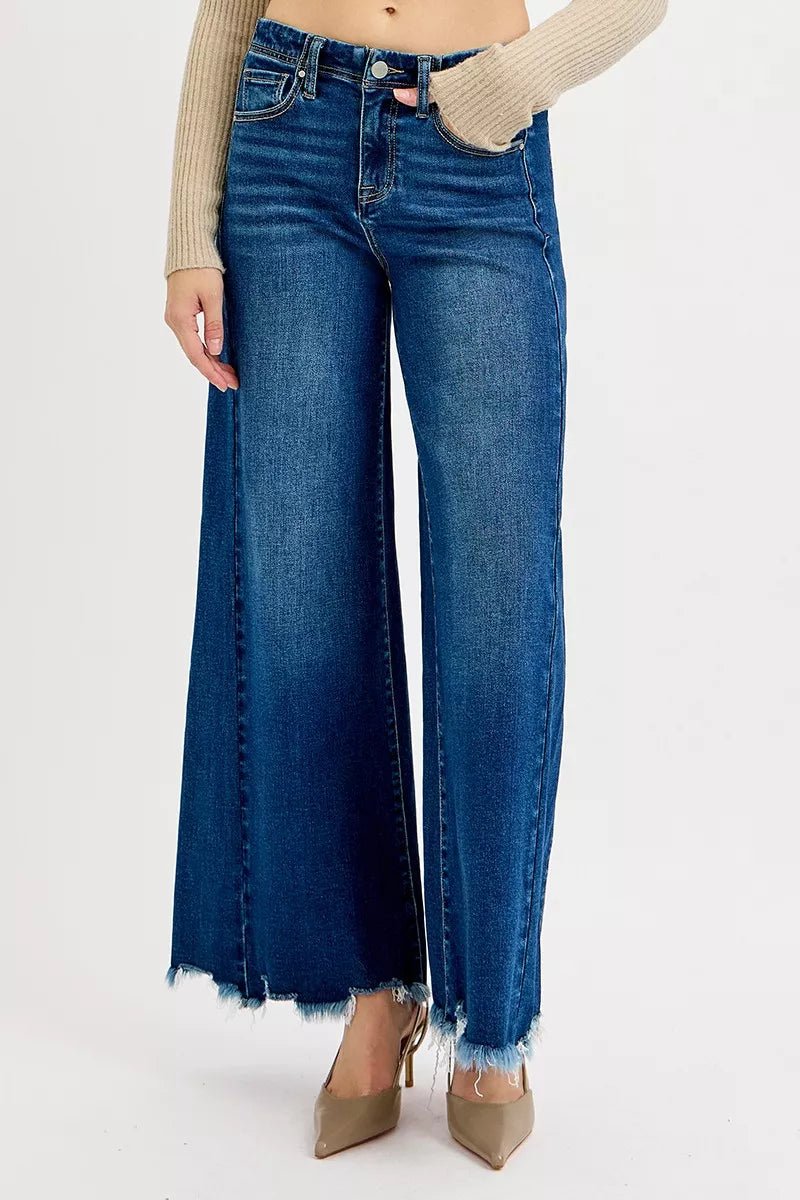 RISEN Full Size High Rise Ankle Wide Jeans Plus Size - PBNJ FASHIONS