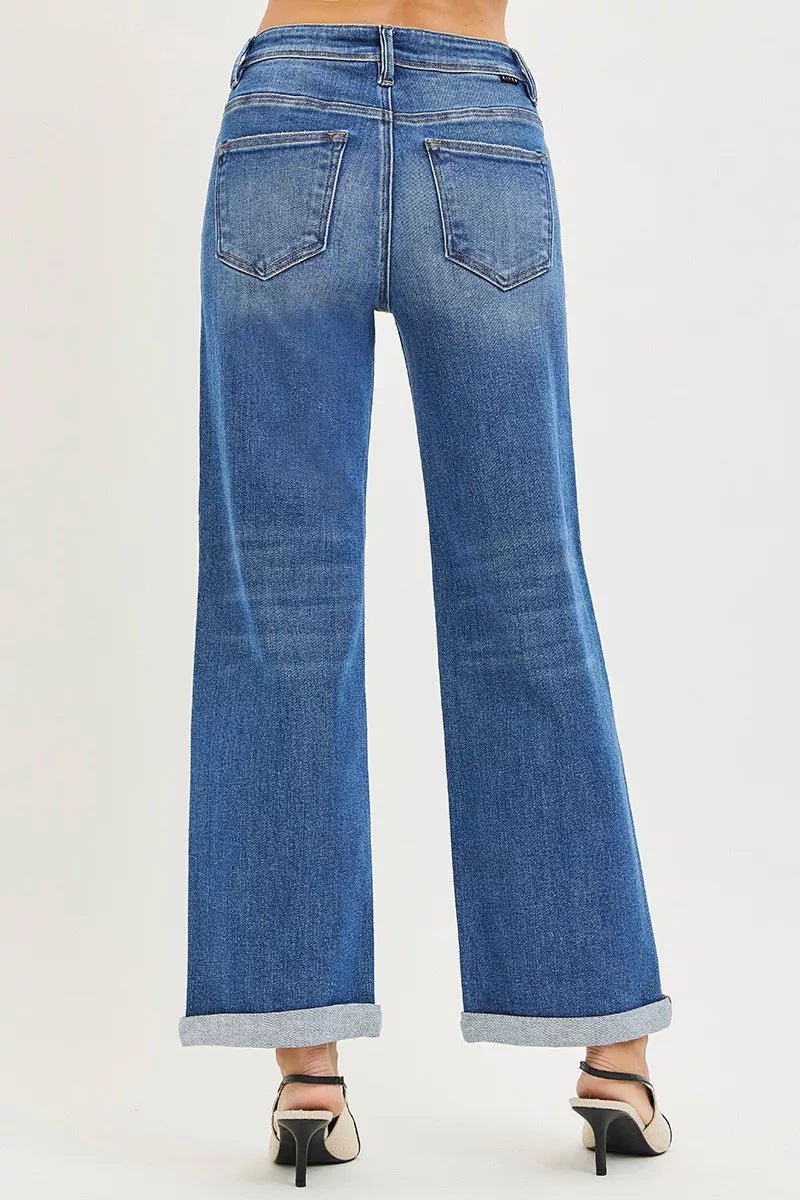 RISEN Full Size High Rise Relaxed Fit Ankle Straight Cuff Jeans Plus Size - PBNJ FASHIONS