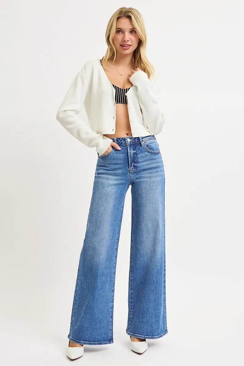 RISEN Full Size High Rise Wide Leg Jeans Plus Size - PBNJ FASHIONS