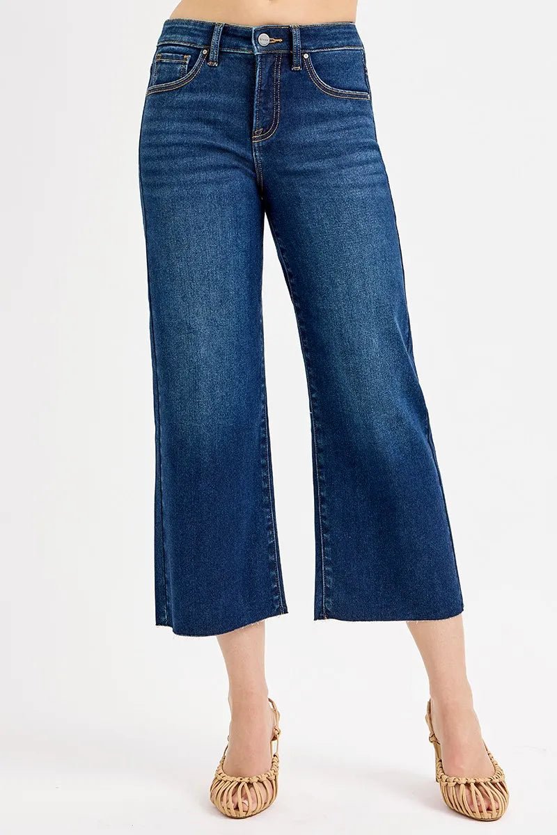 RISEN Full Size Tummy Control High Rise Crop Wide Jeans Plus Size - PBNJ FASHIONS