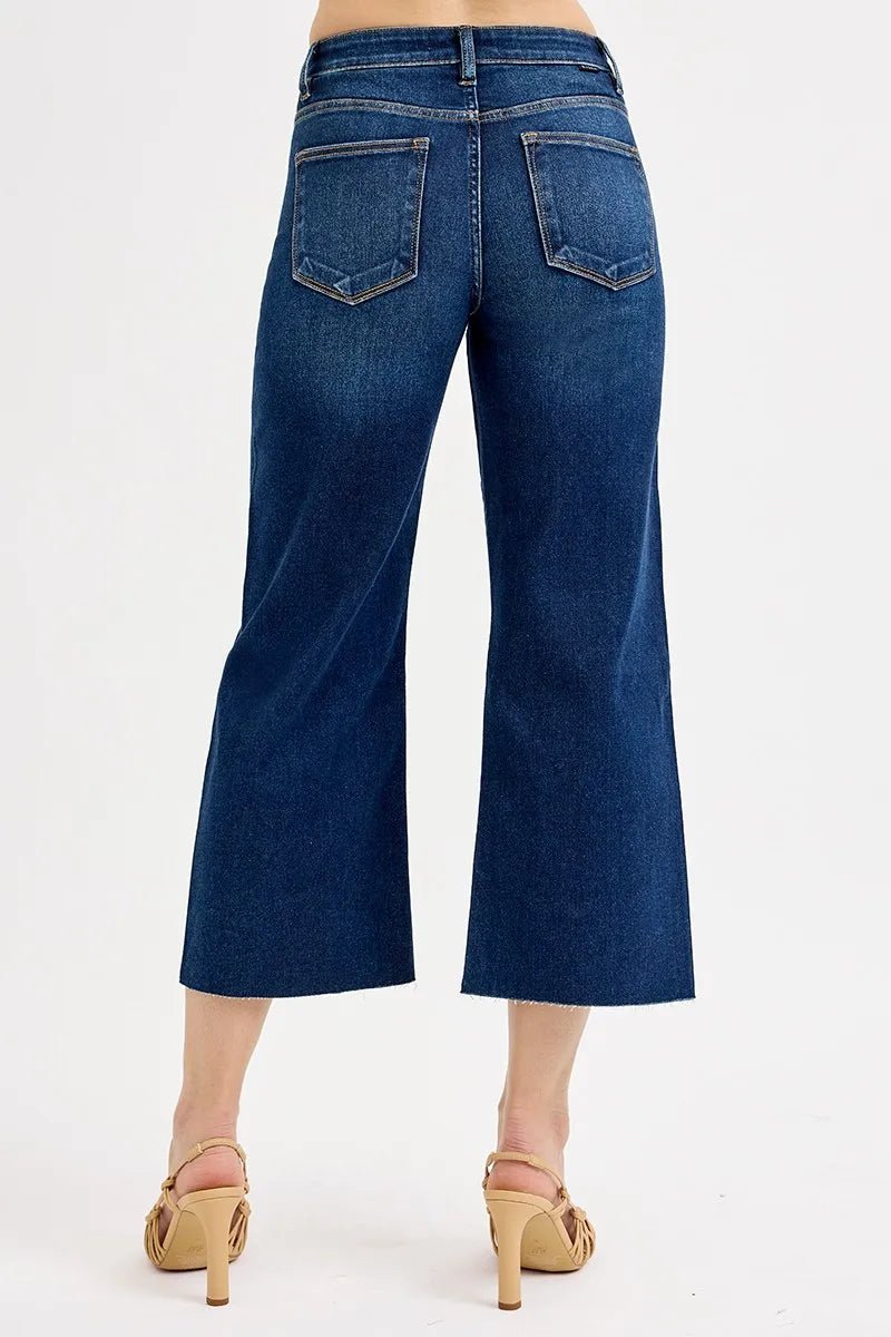 RISEN Full Size Tummy Control High Rise Crop Wide Jeans Plus Size - PBNJ FASHIONS