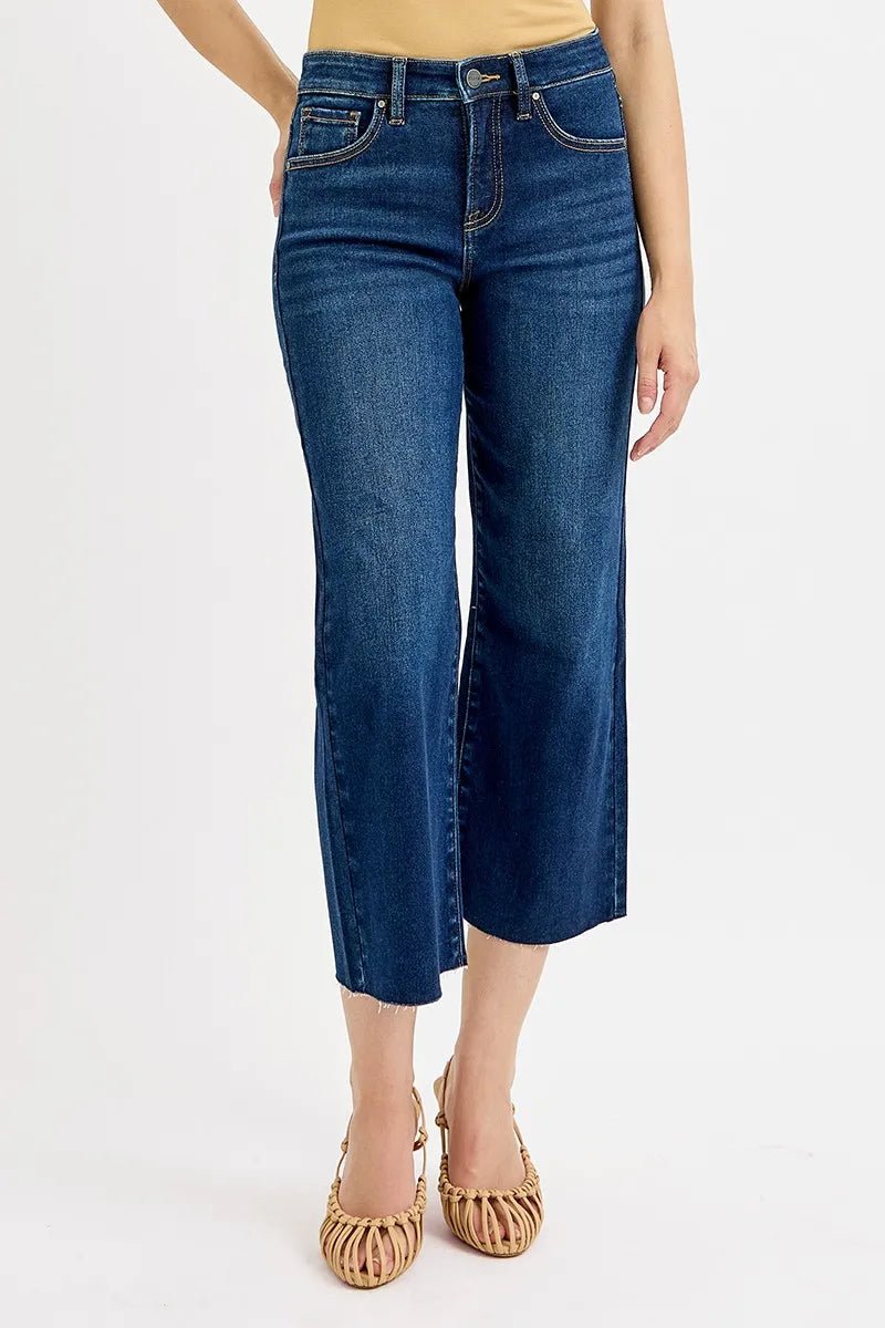 RISEN Full Size Tummy Control High Rise Crop Wide Jeans Plus Size - PBNJ FASHIONS