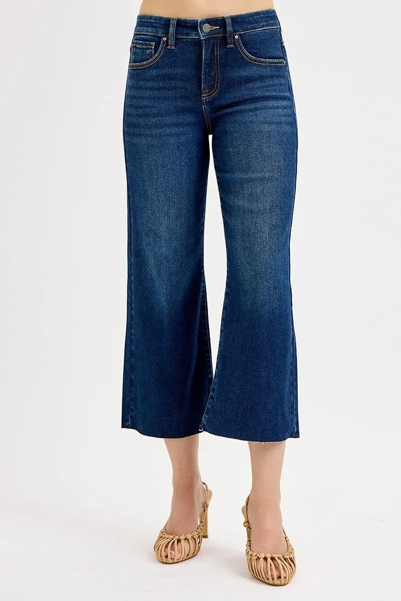 RISEN Full Size Tummy Control High Rise Crop Wide Jeans Plus Size - PBNJ FASHIONS
