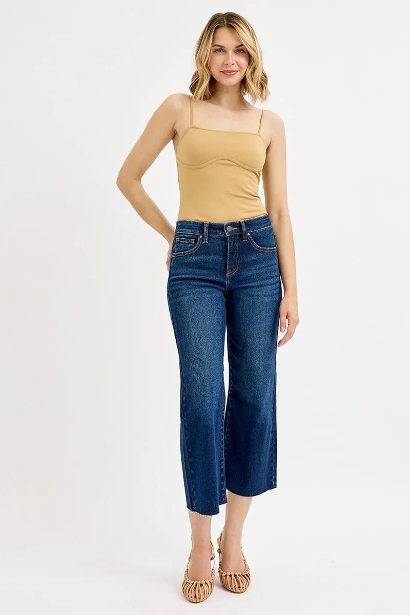 RISEN Full Size Tummy Control High Rise Crop Wide Jeans Plus Size - PBNJ FASHIONS