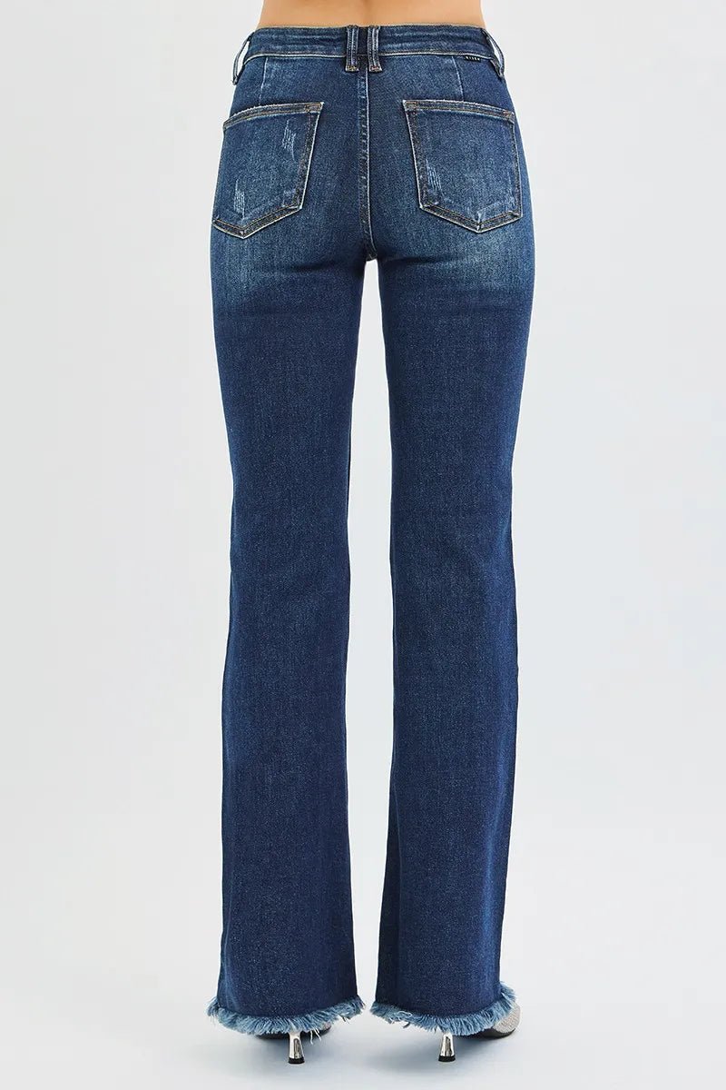 RISEN Full Size Tummy Control Mid Rise Flare Jeans Plus Size - PBNJ FASHIONS