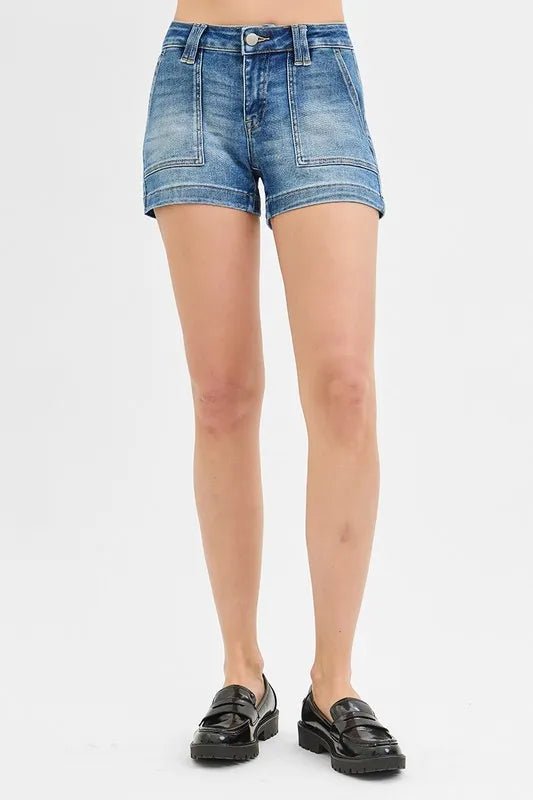 RISEN Low Rise Patched Pocket Shorts - PBNJ FASHIONS