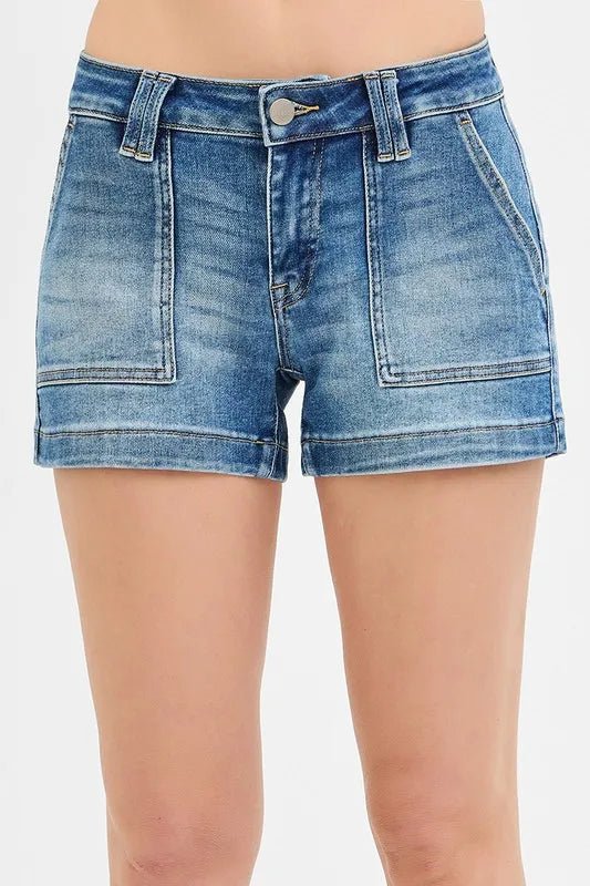 RISEN Low Rise Patched Pocket Shorts - PBNJ FASHIONS