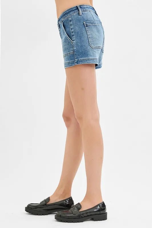 RISEN Low Rise Patched Pocket Shorts - PBNJ FASHIONS