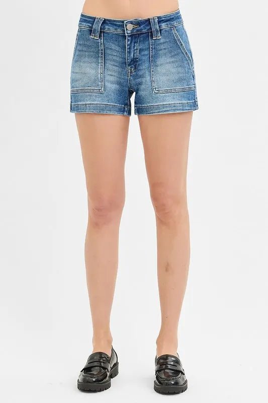 RISEN Low Rise Patched Pocket Shorts - PBNJ FASHIONS