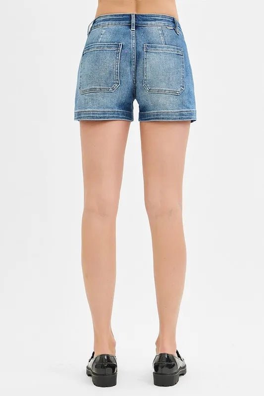 RISEN Low Rise Patched Pocket Shorts - PBNJ FASHIONS