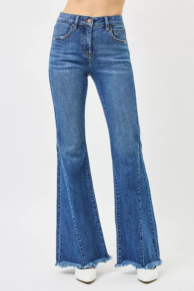 RISEN Mid Rise Flare Side Seam Detailing Jeans - PBNJ FASHIONS