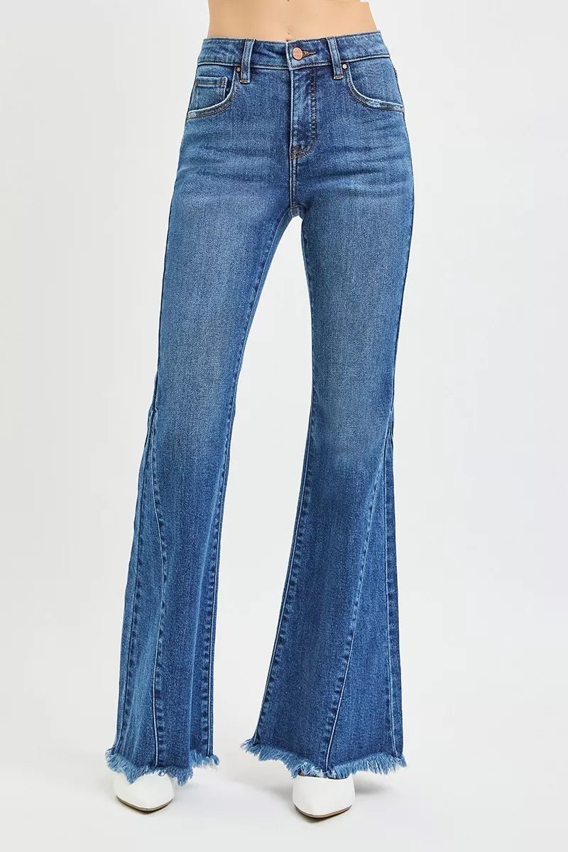 RISEN Mid Rise Flare Side Seam Detailing Jeans - PBNJ FASHIONS