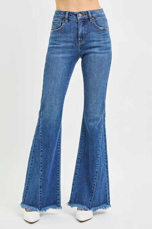 RISEN Mid Rise Flare Side Seam Detailing Jeans - PBNJ FASHIONS