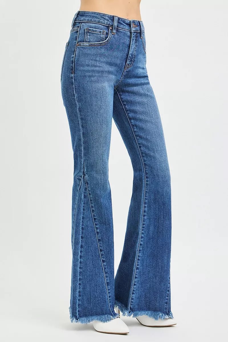 RISEN Mid Rise Flare Side Seam Detailing Jeans - PBNJ FASHIONS