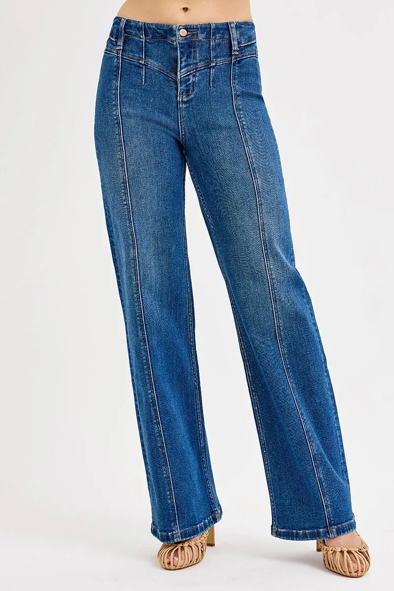 RISEN Seam Detail Wide Leg Jeans - PBNJ FASHIONS