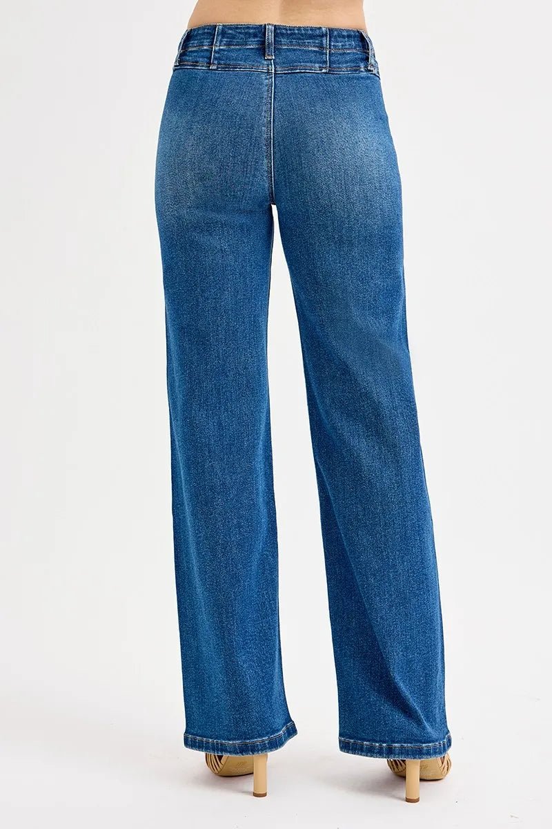 RISEN Seam Detail Wide Leg Jeans - PBNJ FASHIONS