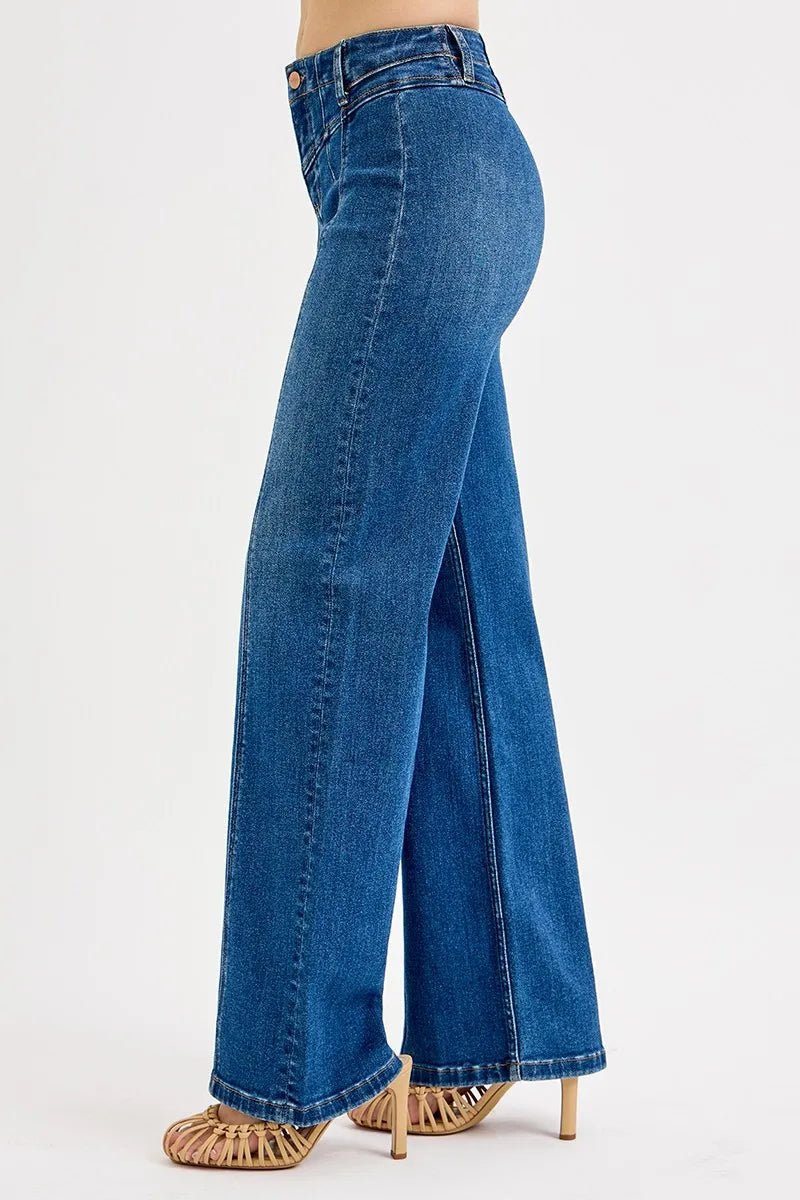 RISEN Seam Detail Wide Leg Jeans - PBNJ FASHIONS