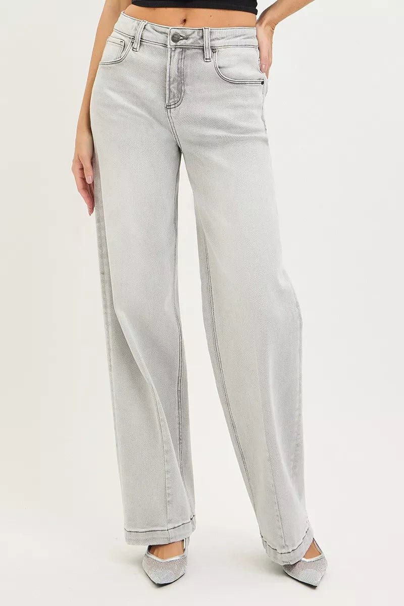 RISEN Slouchy Baggy Jeans with Contrast Stitching - PBNJ FASHIONS