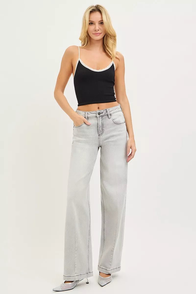 RISEN Slouchy Baggy Jeans with Contrast Stitching - PBNJ FASHIONS