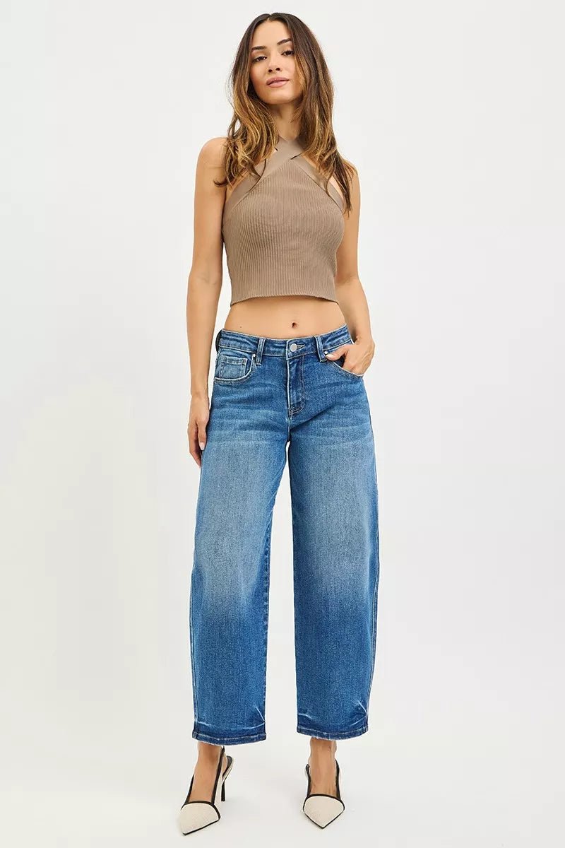 RISEN Slouchy Cropped Barrel Jeans - PBNJ FASHIONS